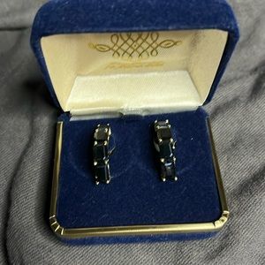 10k gold blue black sapphire earrings FINAL PRICE 24 hours LEFT